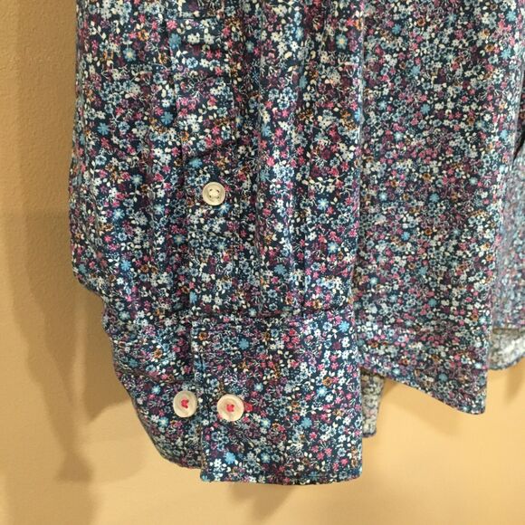 Society of Threads Mens XL Slim Fit Long Sleeve Floral Button Up Shirt Blue - Picture 4 of 12